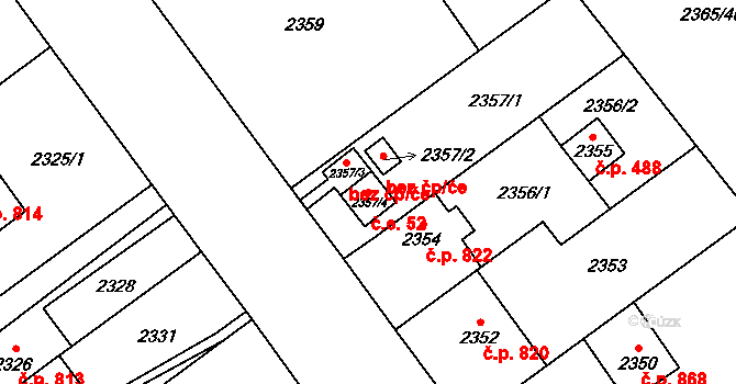 Bolevec 52, Plzeň na parcele st. 2357/4 v KÚ Bolevec, Katastrální mapa