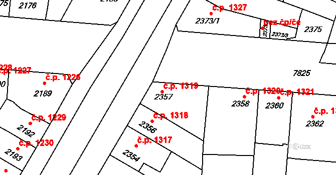 Prostějov 1319 na parcele st. 2357 v KÚ Prostějov, Katastrální mapa