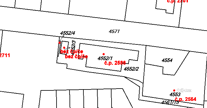 Dejvice 2586, Praha na parcele st. 4552/1 v KÚ Dejvice, Katastrální mapa
