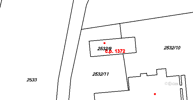 Třešť 1372 na parcele st. 2532/9 v KÚ Třešť, Katastrální mapa