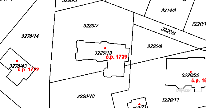 Chotěboř 1739 na parcele st. 3220/19 v KÚ Chotěboř, Katastrální mapa