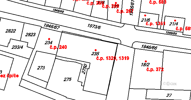 Třebechovice pod Orebem 1319,1320 na parcele st. 235 v KÚ Třebechovice pod Orebem, Katastrální mapa