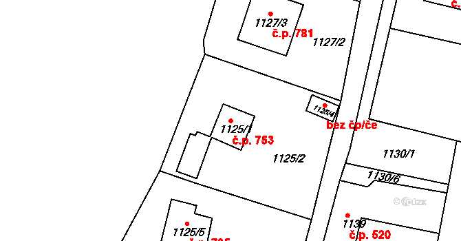 Kluč 753, Habartov na parcele st. 1125/1 v KÚ Habartov, Katastrální mapa