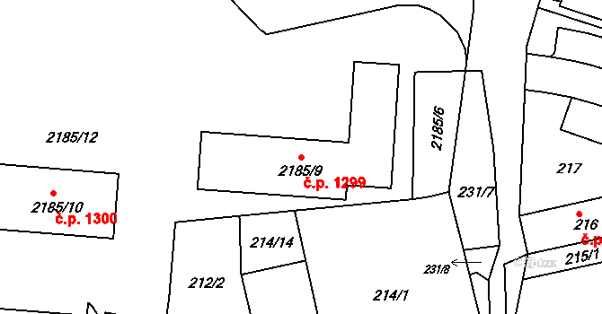 Vejprty 1299 na parcele st. 2185/9 v KÚ Vejprty, Katastrální mapa