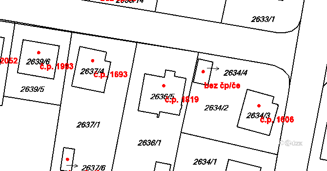 Benešov 1819 na parcele st. 2636/5 v KÚ Benešov u Prahy, Katastrální mapa