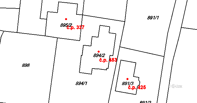 Děčín XXXII-Boletice nad Labem 453, Děčín na parcele st. 894/2 v KÚ Boletice nad Labem, Katastrální mapa