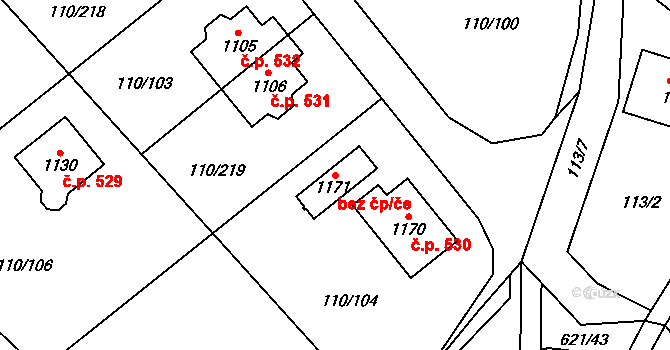 Psáry 38868563 na parcele st. 1171 v KÚ Dolní Jirčany, Katastrální mapa