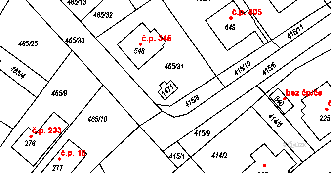 Ústí nad Orlicí 39458563 na parcele st. 1471 v KÚ Hylváty, Katastrální mapa