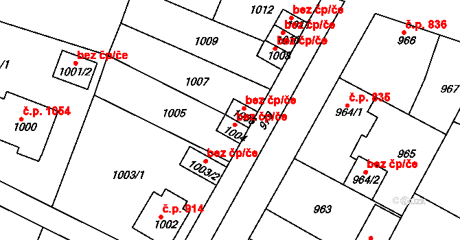 Nýřany 39626563 na parcele st. 1004 v KÚ Nýřany, Katastrální mapa