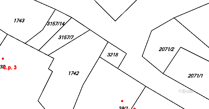 Zvíkov 40568563 na parcele st. 3218 v KÚ Zvíkov u Lišova, Katastrální mapa