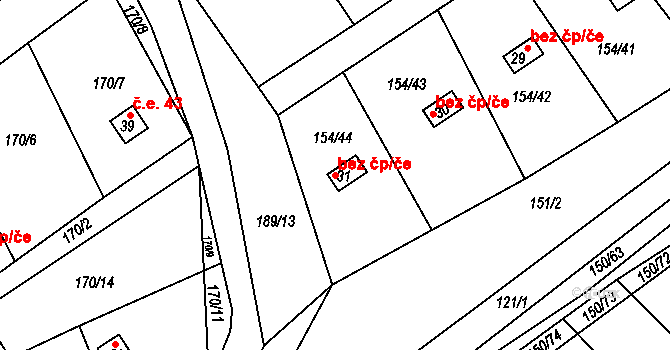 Křečhoř 42466563 na parcele st. 31 v KÚ Kutlíře, Katastrální mapa