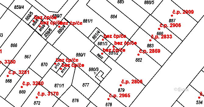 Chomutov 45029563 na parcele st. 880/2 v KÚ Chomutov II, Katastrální mapa