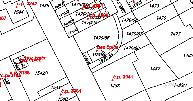 Chomutov 45035563 na parcele st. 1470/16 v KÚ Chomutov II, Katastrální mapa