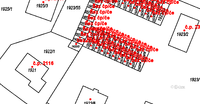 Teplice 45139563 na parcele st. 1923/40 v KÚ Teplice, Katastrální mapa