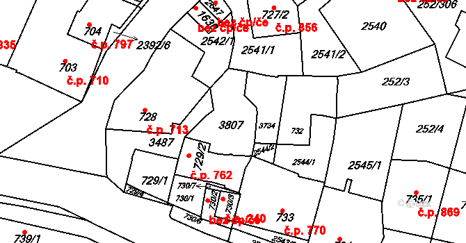 Rosice 46372563 na parcele st. 731 v KÚ Rosice u Brna, Katastrální mapa
