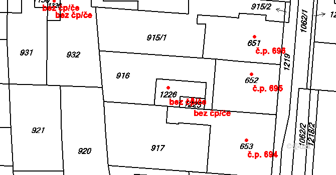 Pardubice 46748563 na parcele st. 1226 v KÚ Svítkov, Katastrální mapa