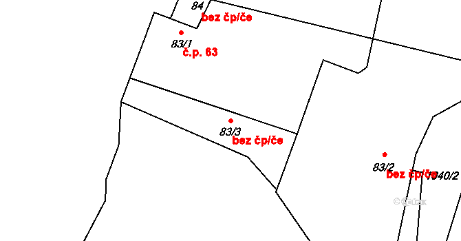 Černuc 47321563 na parcele st. 83/3 v KÚ Černuc, Katastrální mapa