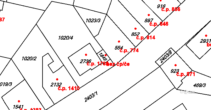 Hořice 48930563 na parcele st. 1849 v KÚ Hořice v Podkrkonoší, Katastrální mapa