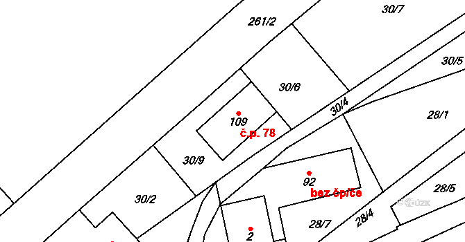 Nelešovice 78 na parcele st. 109 v KÚ Nelešovice, Katastrální mapa