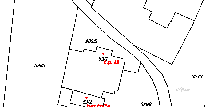 Skalice 46 na parcele st. 53/1 v KÚ Skalice nad Lužnicí, Katastrální mapa