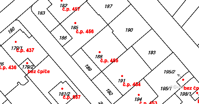 Jedovnice 455 na parcele st. 188 v KÚ Jedovnice, Katastrální mapa