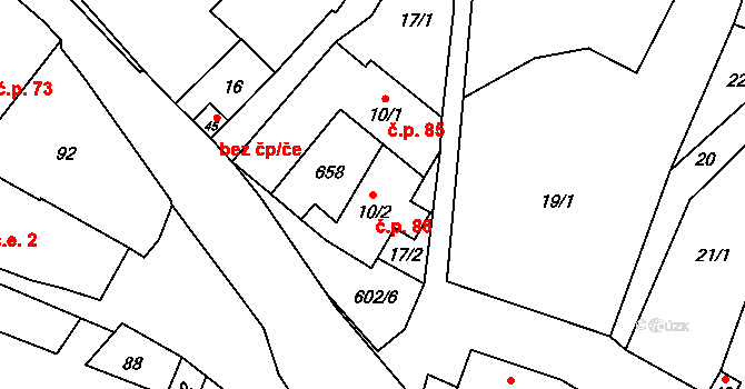 Véska 86, Heřmanice u Oder na parcele st. 10/2 v KÚ Véska u Oder, Katastrální mapa