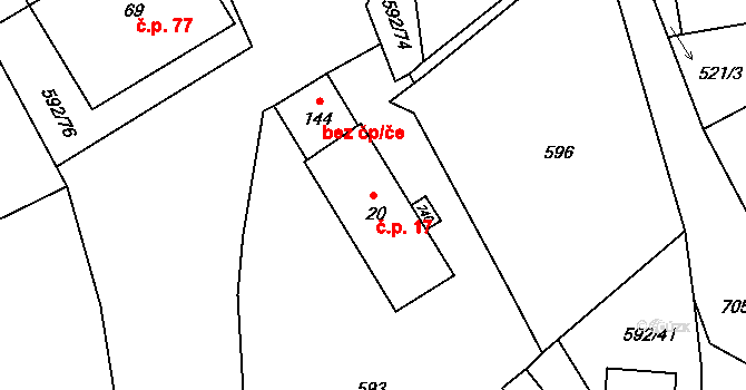 Úbislav 17, Stachy na parcele st. 20 v KÚ Úbislav, Katastrální mapa