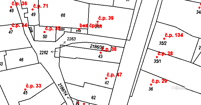 Katovice 38 na parcele st. 43 v KÚ Katovice, Katastrální mapa
