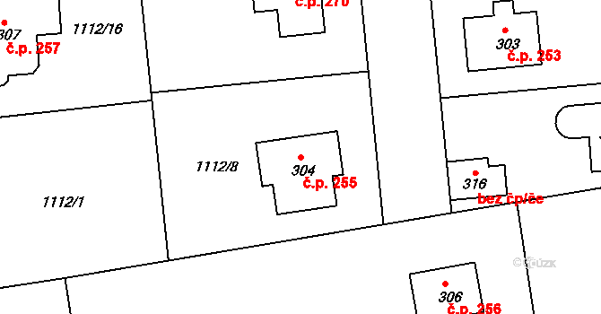Líšťany 255 na parcele st. 304 v KÚ Líšťany u Cítolib, Katastrální mapa