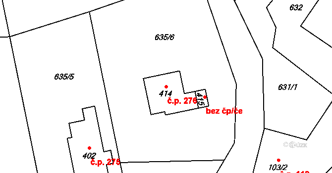 Bohdíkov 276 na parcele st. 414 v KÚ Dolní Bohdíkov, Katastrální mapa