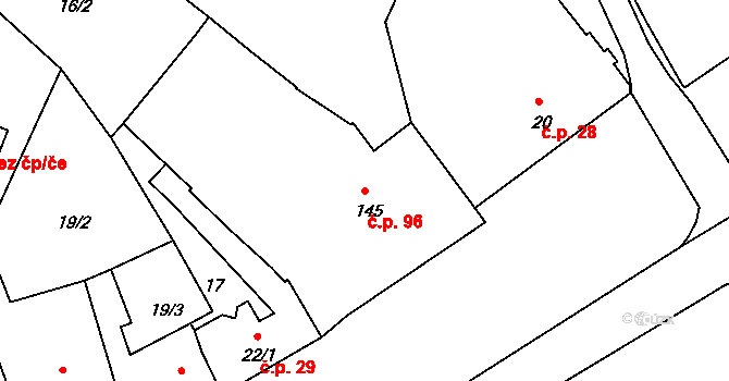 Dobrotice 96, Holešov na parcele st. 145 v KÚ Dobrotice, Katastrální mapa