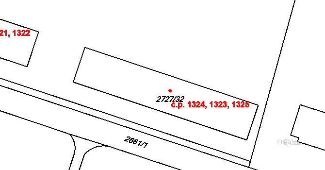 Holešov 1323,1324,1325 na parcele st. 2727/32 v KÚ Holešov, Katastrální mapa