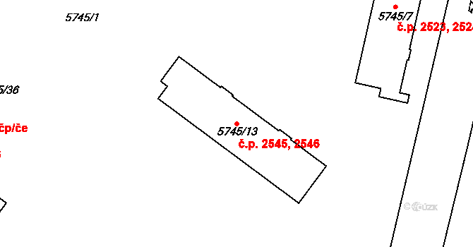 Přerov I-Město 2545,2546, Přerov na parcele st. 5745/13 v KÚ Přerov, Katastrální mapa