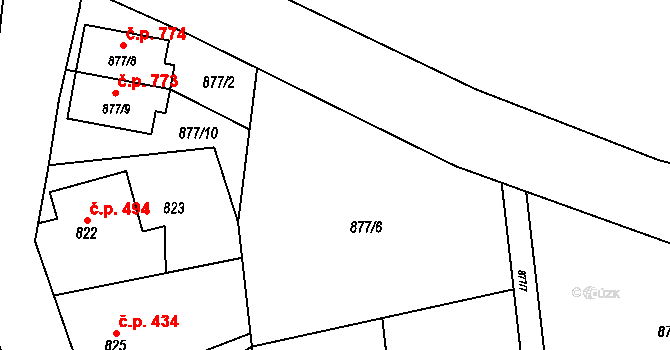 Dubeč 783, Praha na parcele st. 877/23 v KÚ Dubeč, Katastrální mapa