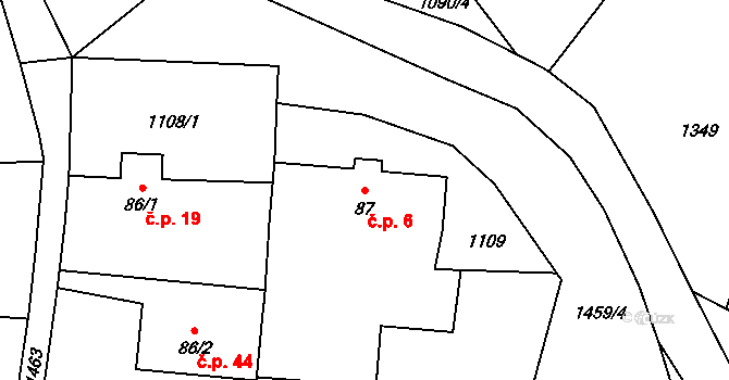 Holšice 6, Chabeřice na parcele st. 87 v KÚ Chabeřice, Katastrální mapa