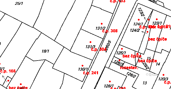 Lišov 304 na parcele st. 131/3 v KÚ Lišov, Katastrální mapa
