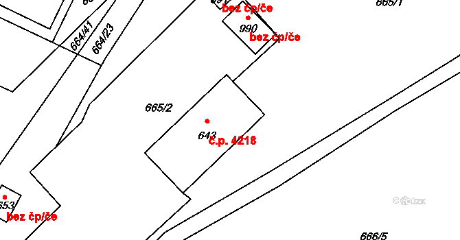 Kokonín 4218, Jablonec nad Nisou na parcele st. 643 v KÚ Kokonín, Katastrální mapa