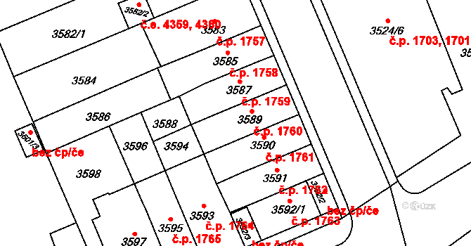 Jihlava 1760 na parcele st. 3589 v KÚ Jihlava, Katastrální mapa