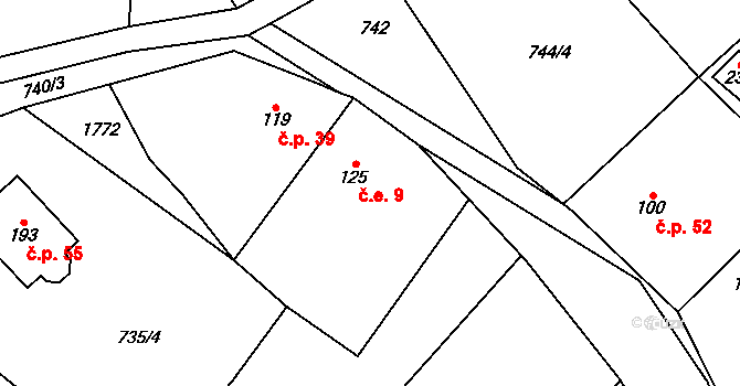 Beztahov 9, Votice na parcele st. 125 v KÚ Beztahov, Katastrální mapa