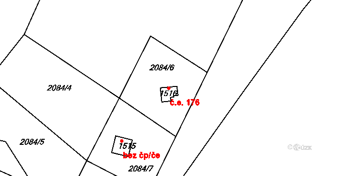 Úpice 176 na parcele st. 1516 v KÚ Úpice, Katastrální mapa