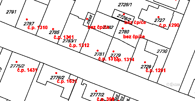 Boskovice 1313 na parcele st. 2781 v KÚ Boskovice, Katastrální mapa