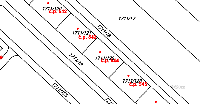 Podmoklice 544, Semily na parcele st. 1711/122 v KÚ Semily, Katastrální mapa