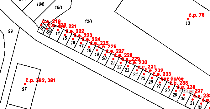 Miřetice u Klášterce nad Ohří 227, Klášterec nad Ohří na parcele st. 20 v KÚ Miřetice u Klášterce nad Ohří, Katastrální mapa
