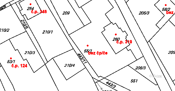Sebranice 1864564 na parcele st. 55/1 v KÚ Sebranice u Litomyšle, Katastrální mapa