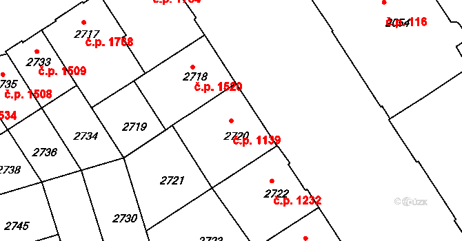 Královo Pole 1139, Brno na parcele st. 2720 v KÚ Královo Pole, Katastrální mapa