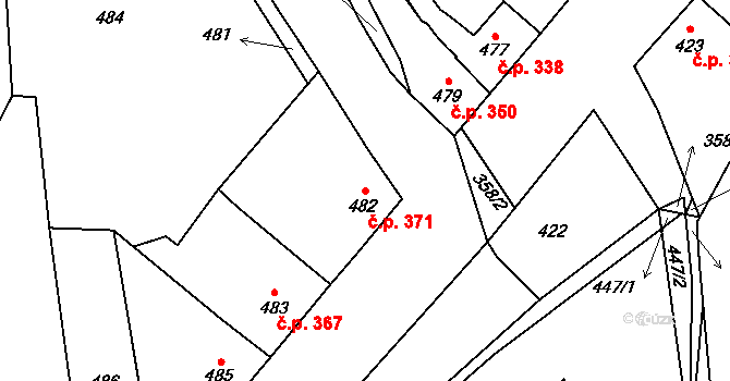 Hostomice 371 na parcele st. 482 v KÚ Hostomice pod Brdy, Katastrální mapa