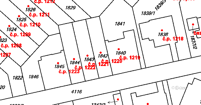 Dejvice 1220, Praha na parcele st. 1842 v KÚ Dejvice, Katastrální mapa