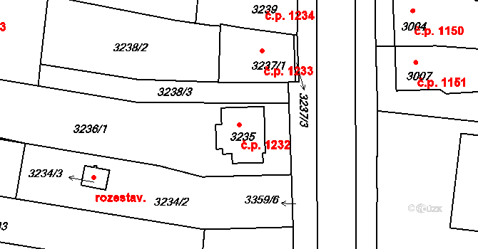 České Budějovice 6 1232, České Budějovice na parcele st. 3235 v KÚ České Budějovice 6, Katastrální mapa