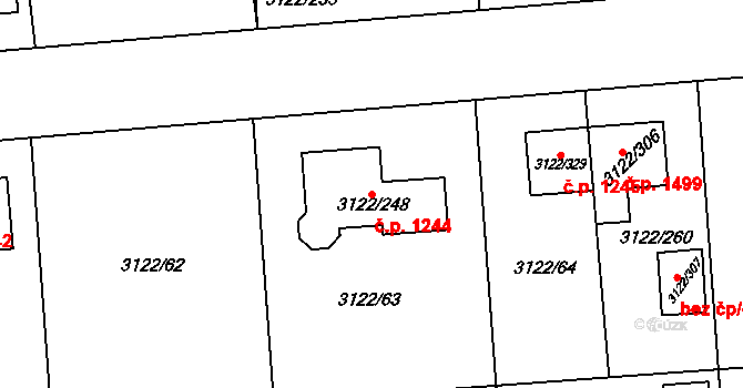 Pohořelice 1244 na parcele st. 3122/248 v KÚ Pohořelice nad Jihlavou, Katastrální mapa