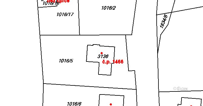 Milevsko 1466 na parcele st. 3136 v KÚ Milevsko, Katastrální mapa